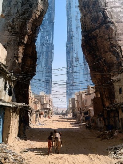 Deserted Futuristic Cityscape Print. poster