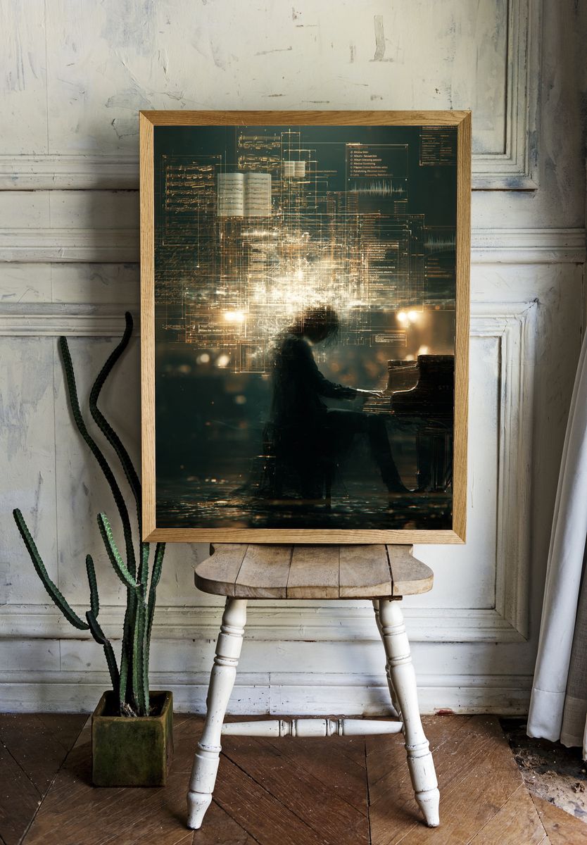 Piano Vision Digital Art Poster. — room view 1