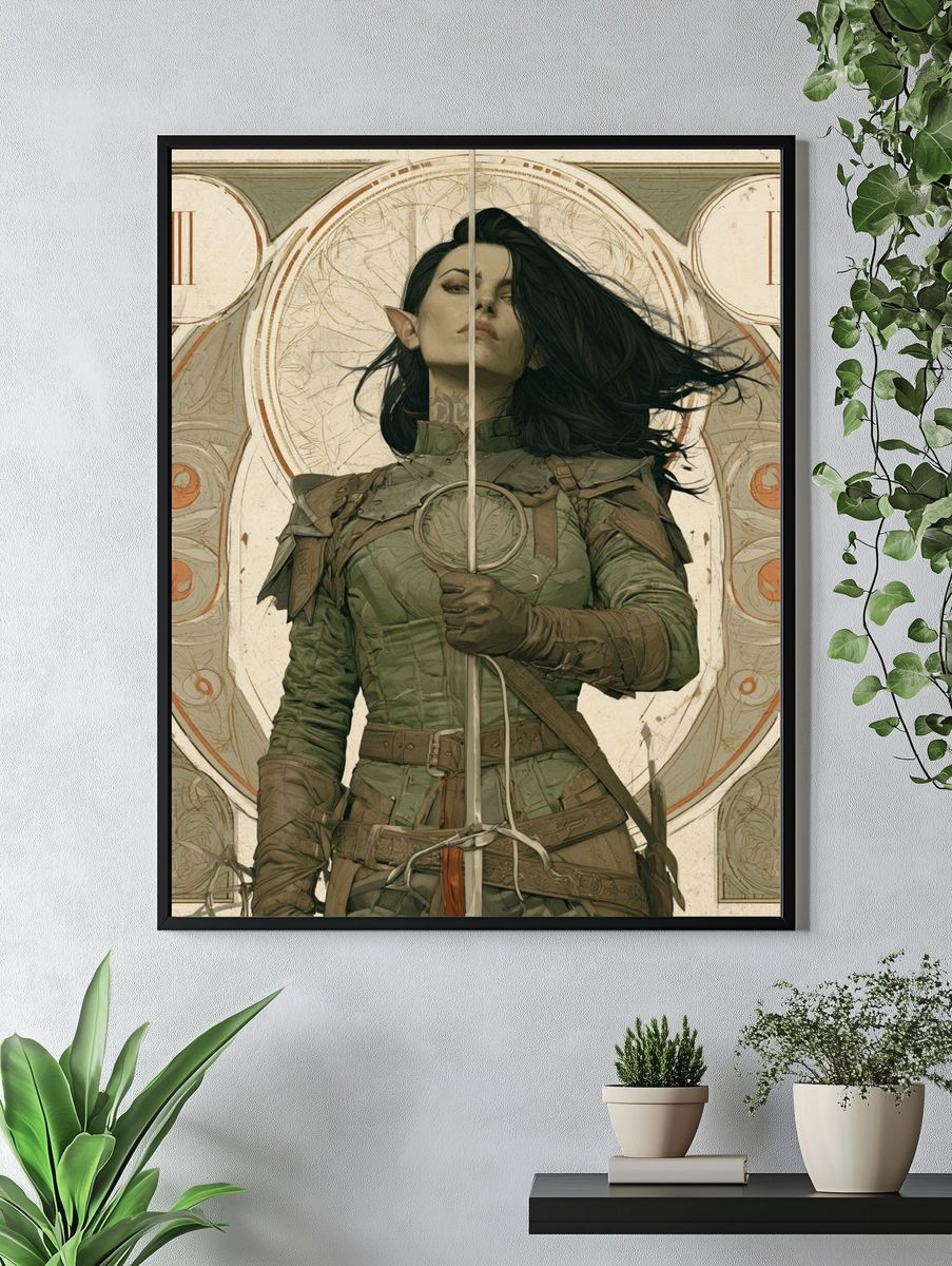 Elven Warrior Portrait Print. — room view 4
