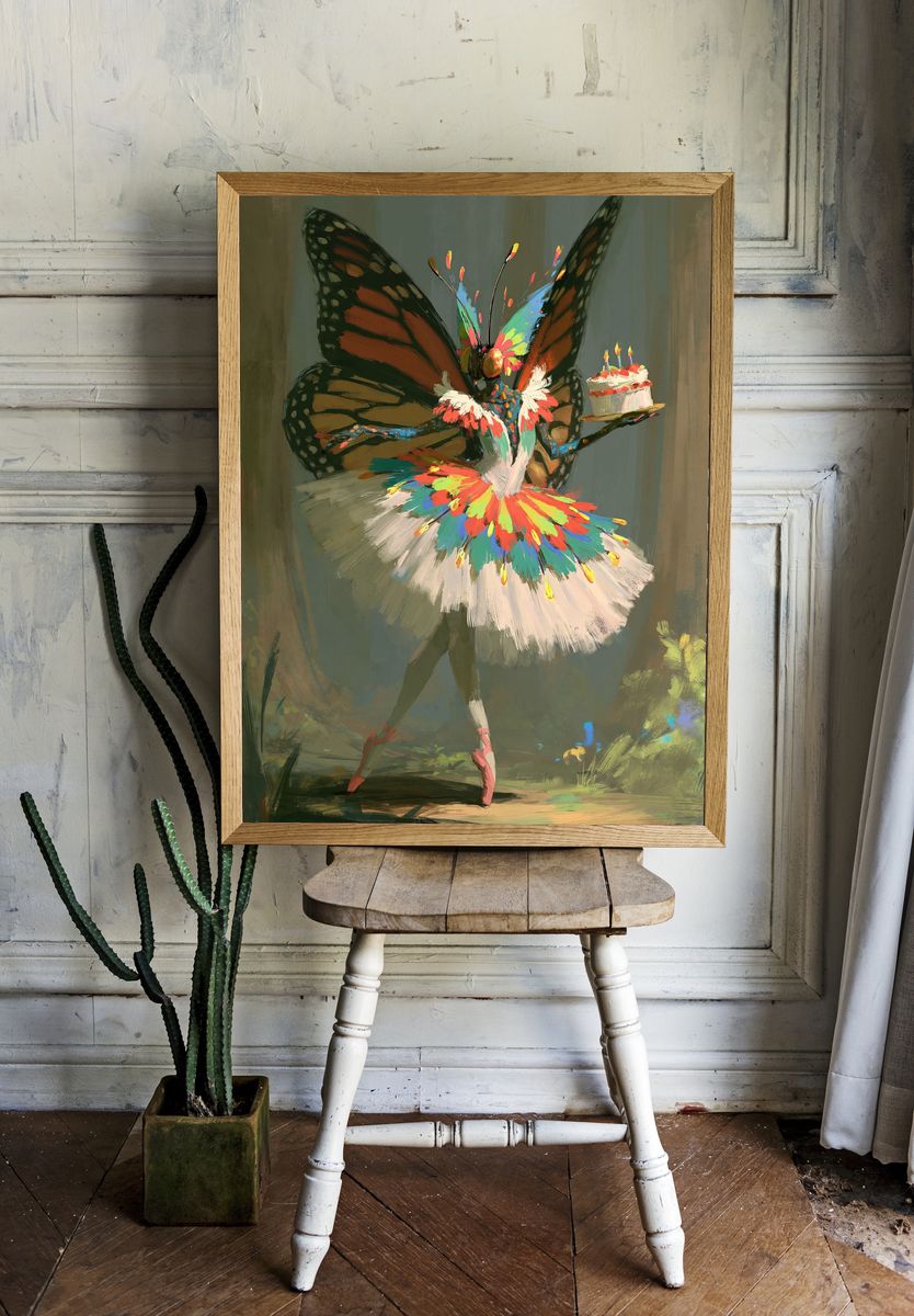 Butterfly Ballerina Illustration Poster. — room view 1