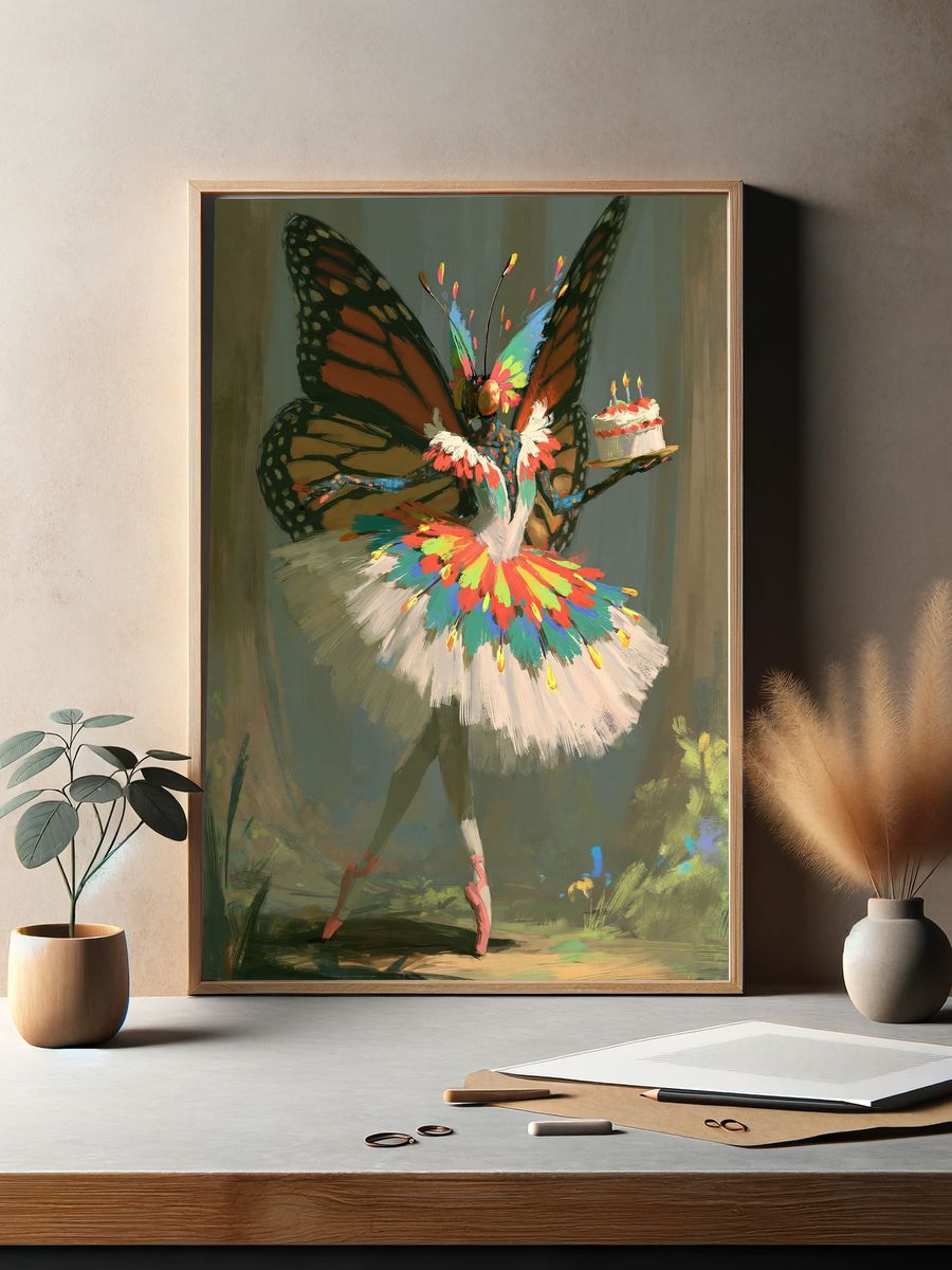Butterfly Ballerina Illustration Poster. — room view 2