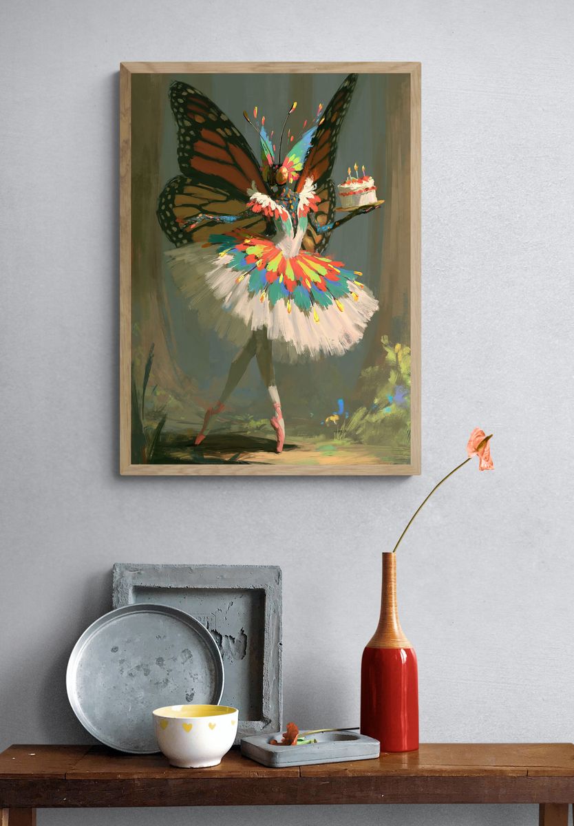 Butterfly Ballerina Illustration Poster. — room view 3