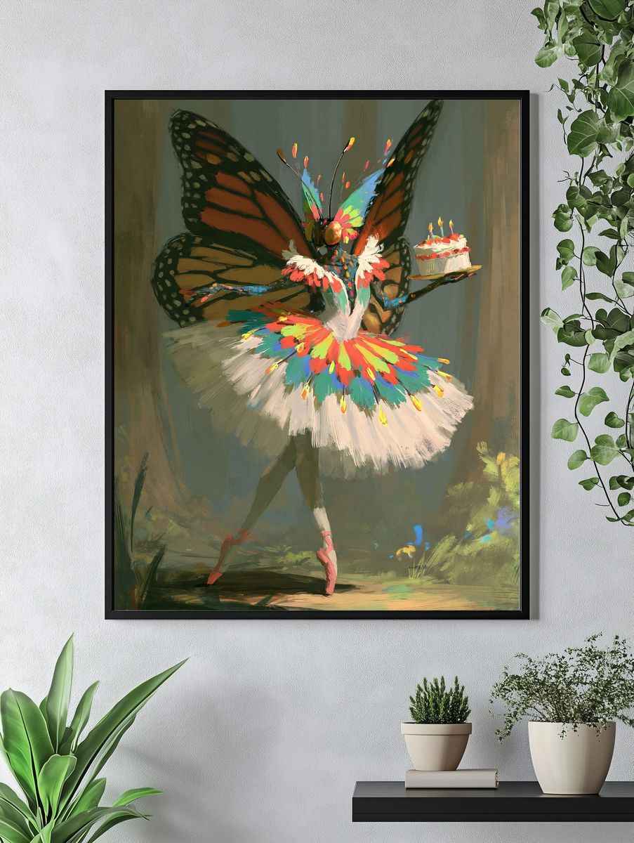 Butterfly Ballerina Illustration Poster. — room view 4