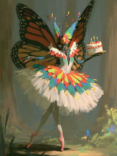 Butterfly Ballerina Illustration Poster. poster