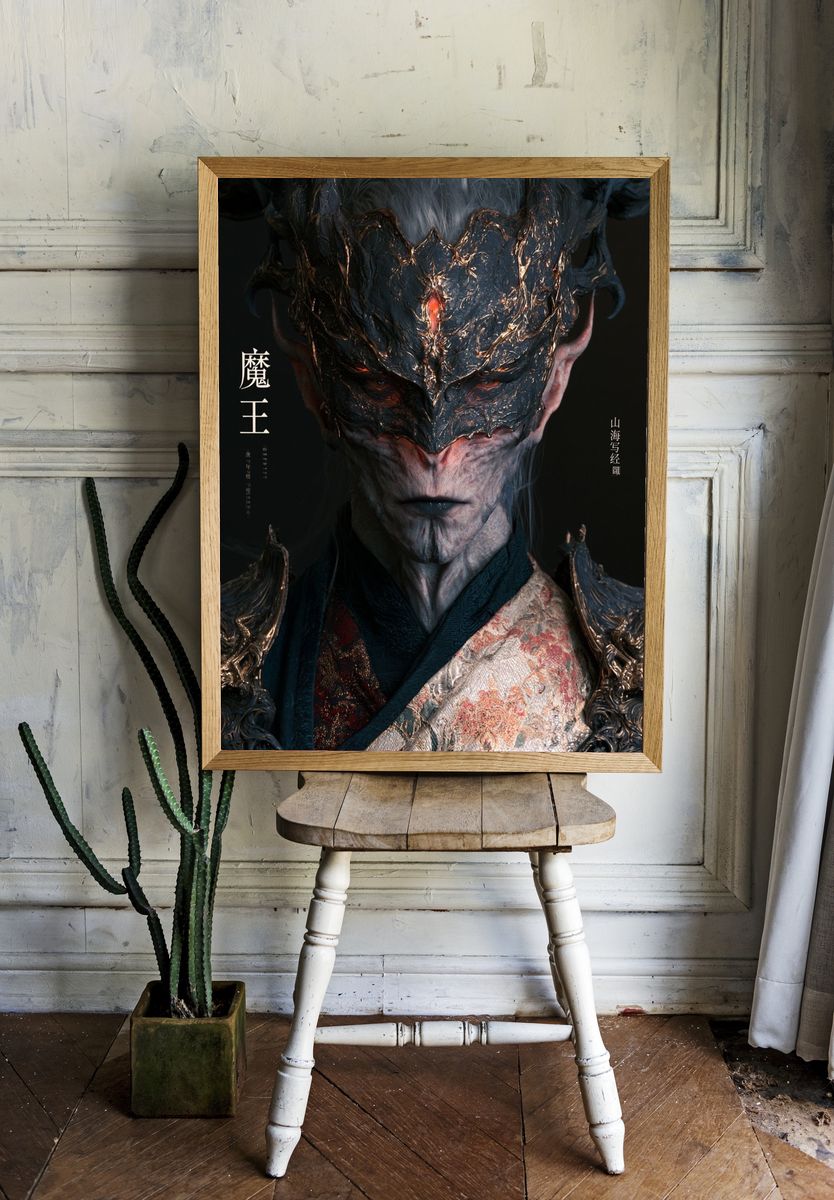 Demon King Fantasy Illustration Poster. — room view 1