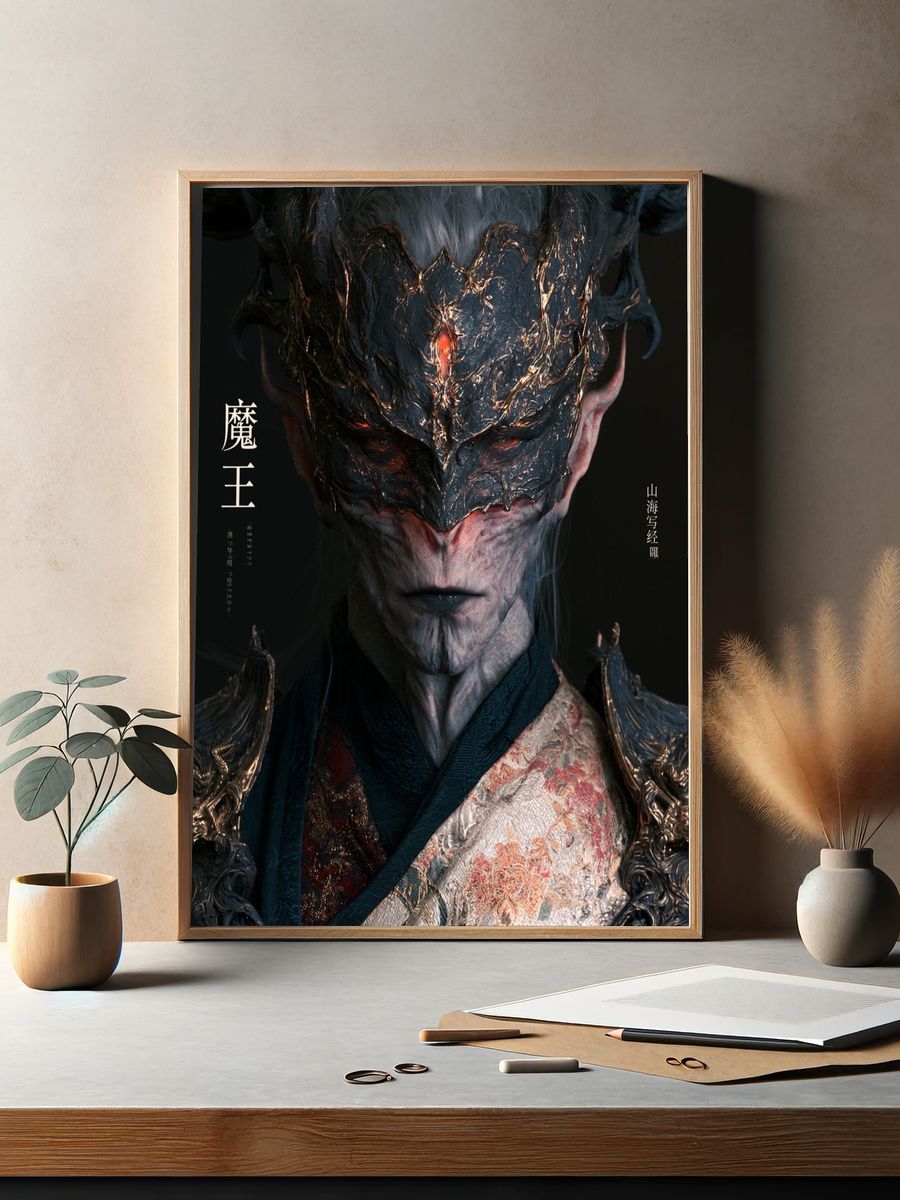 Demon King Fantasy Illustration Poster. — room view 2