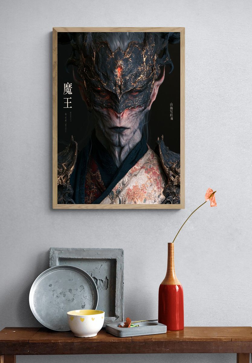 Demon King Fantasy Illustration Poster. — room view 3