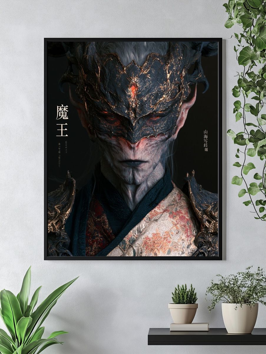 Demon King Fantasy Illustration Poster. — room view 4