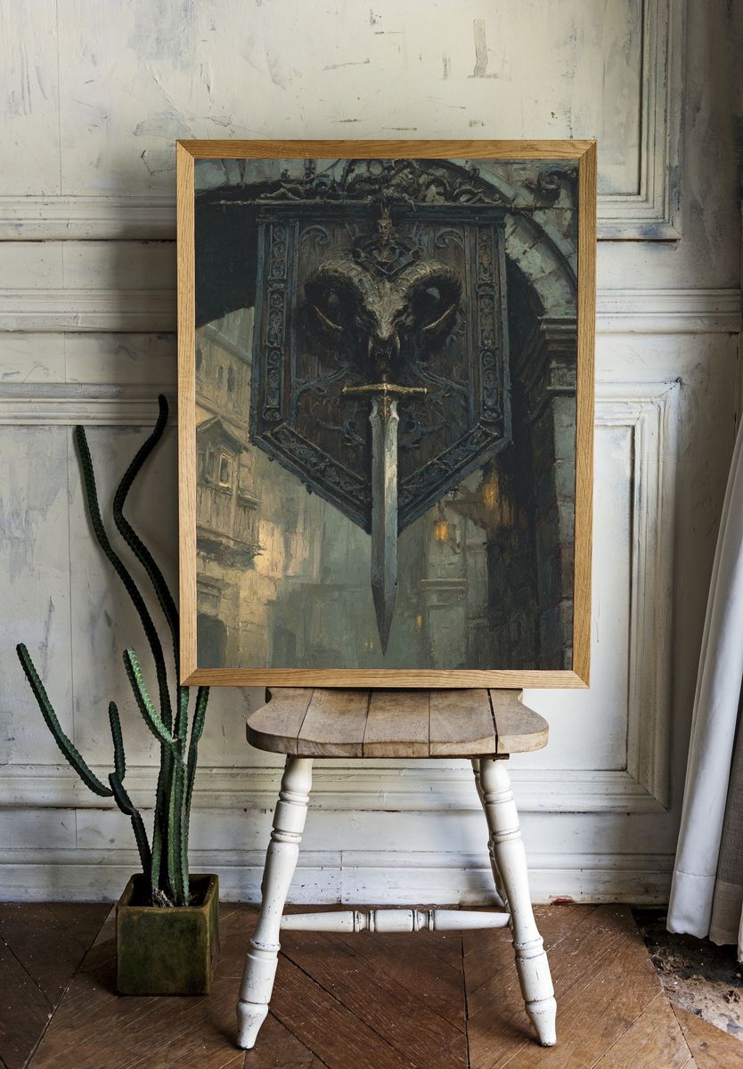 Gothic Ram Emblem — Fantasy Print. room preview