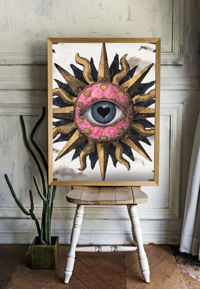 Mystic Eye Sun Illustration Poster. room preview
