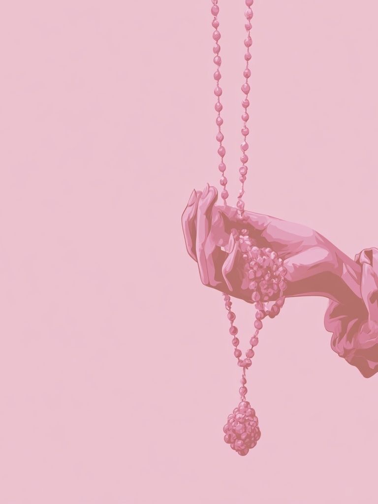 Pink Hand with Beads Illustration Print. poster detail