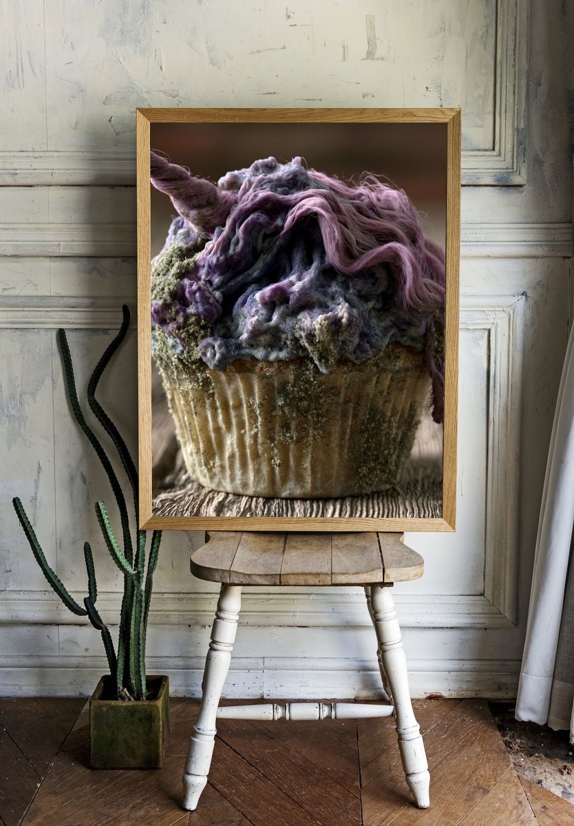 Surreal Unicorn Cupcake Print. room preview