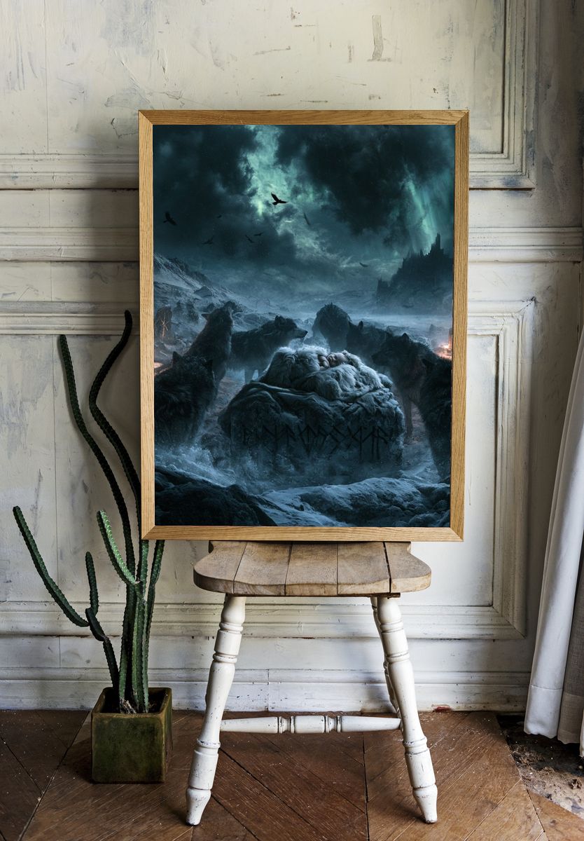 Winter Wolves Fantasy Poster. — room view 1