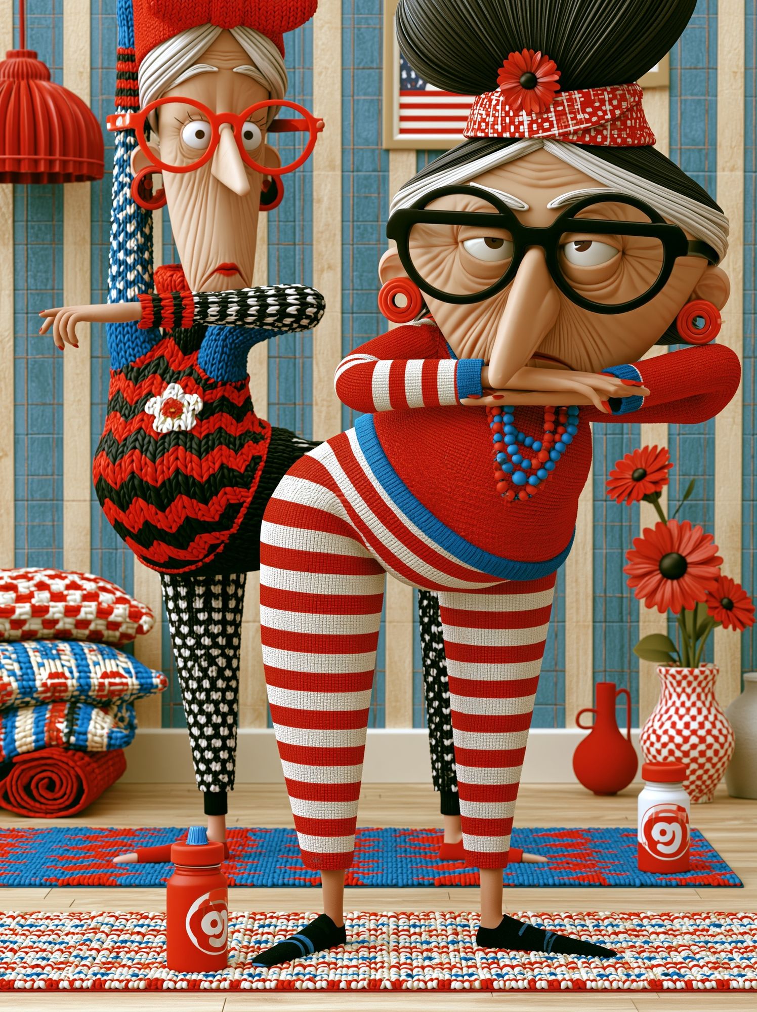 Quirky Knit Characters Illustration Poster. poster detail