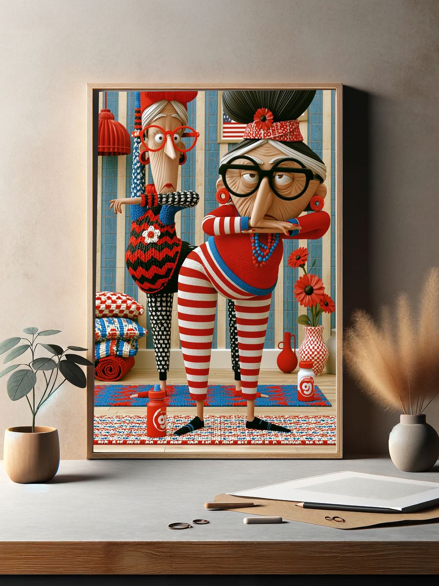 Quirky Knit Characters Illustration Poster. — room view 2