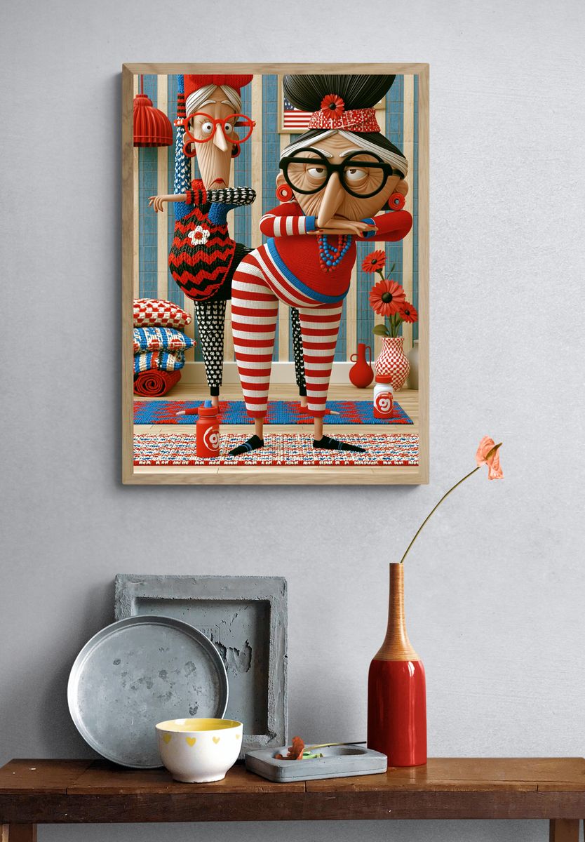 Quirky Knit Characters Illustration Poster. — room view 3