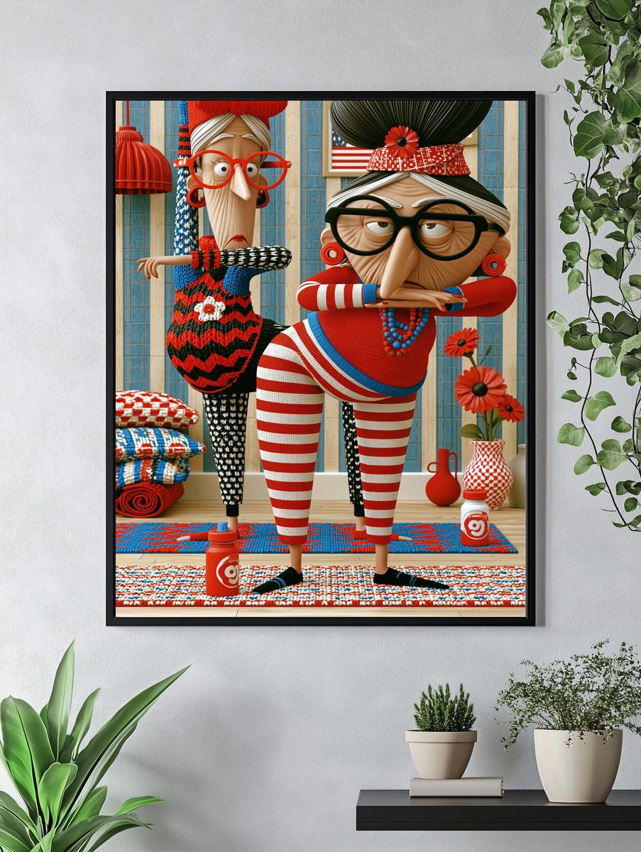 Quirky Knit Characters Illustration Poster. — room view 4