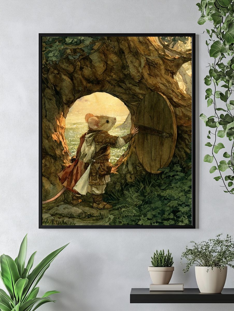 Mouse at the Tree Door Illustration Poster. — room view 4