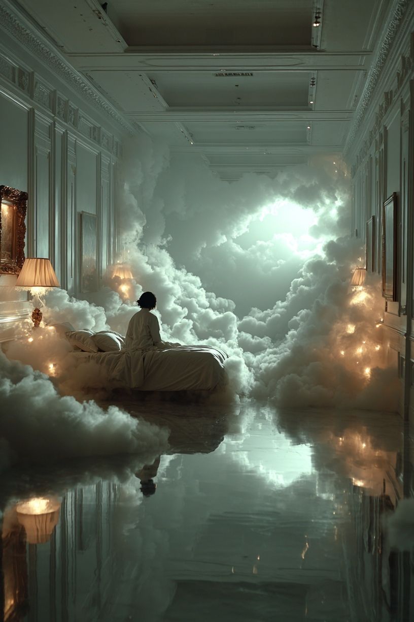 Dreamy Cloud Bedroom Surrealism Print. poster detail
