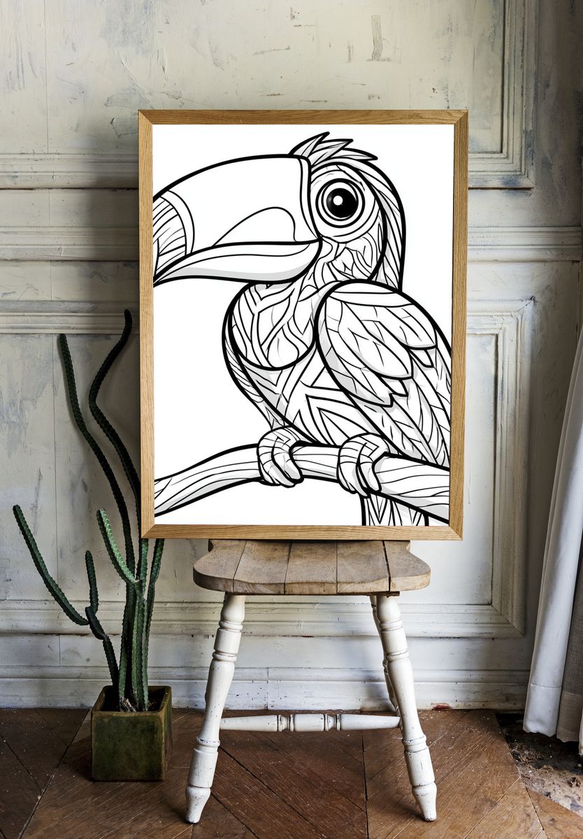 Toucan Line Art Poster. — room view 1
