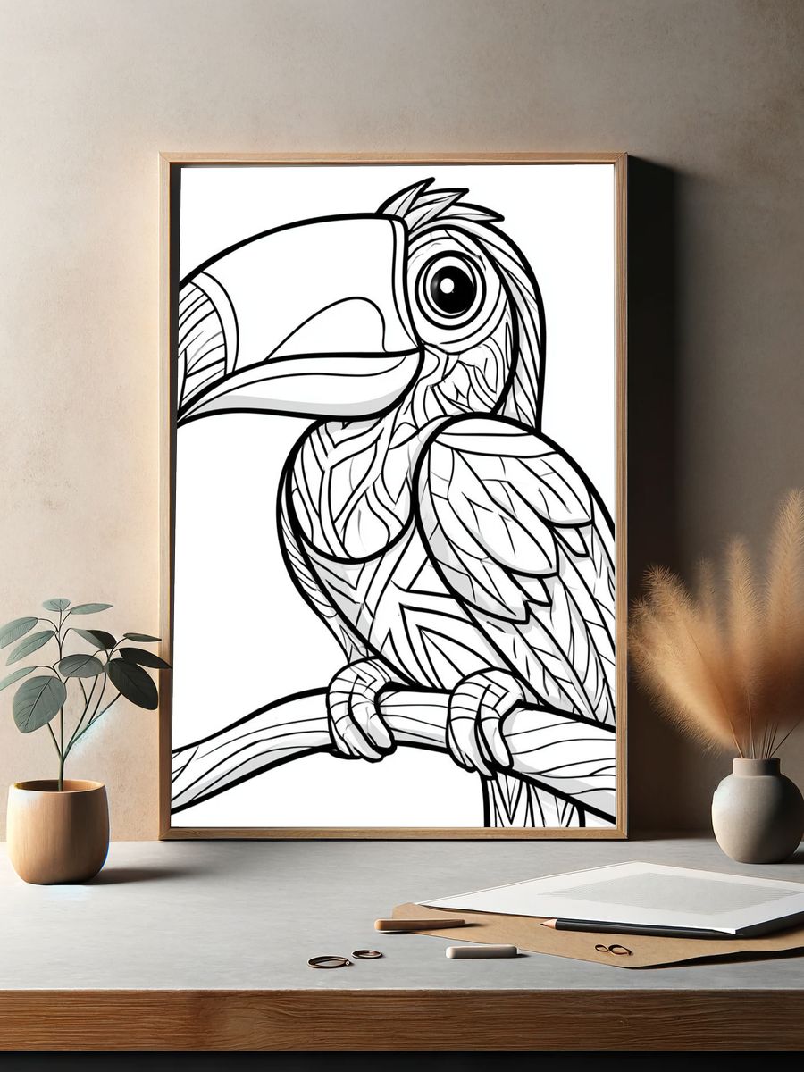 Toucan Line Art Poster. — room view 2