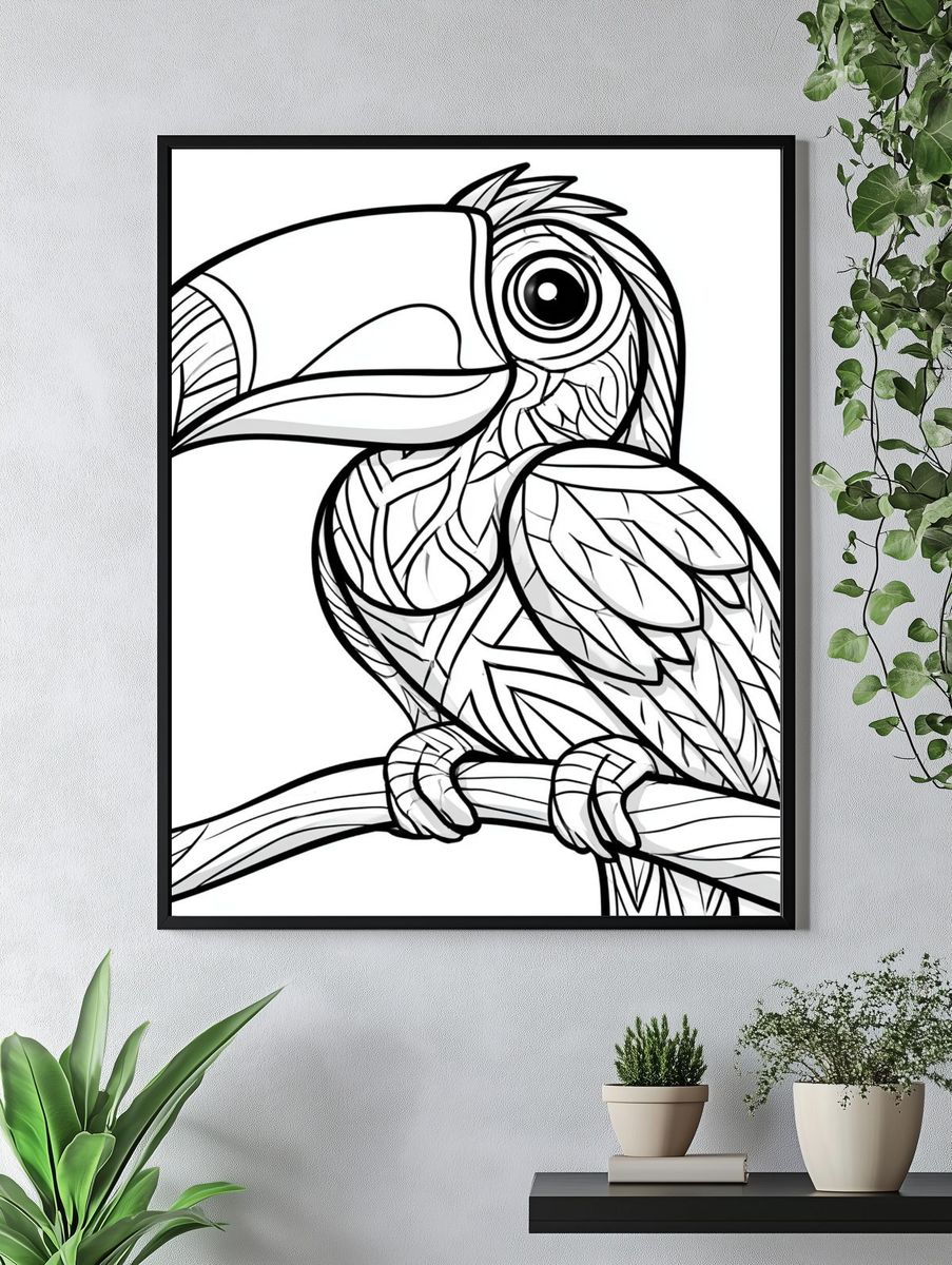 Toucan Line Art Poster. — room view 4