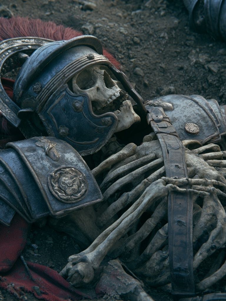 Fallen Roman Skeleton Fantasy Print. poster detail