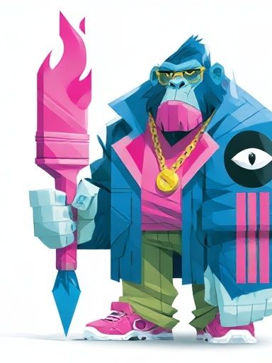 Neon Gorilla Digital Art Poster. poster — illustration art