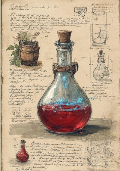 Alchemy Flask Sketch Poster. poster print