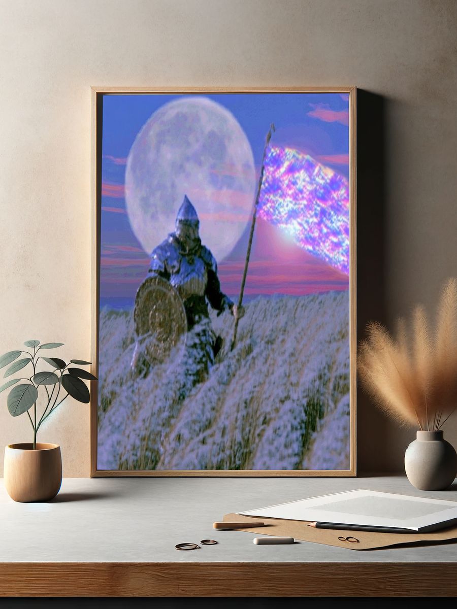 Moonlit Knight Fantasy Print. — room view 2