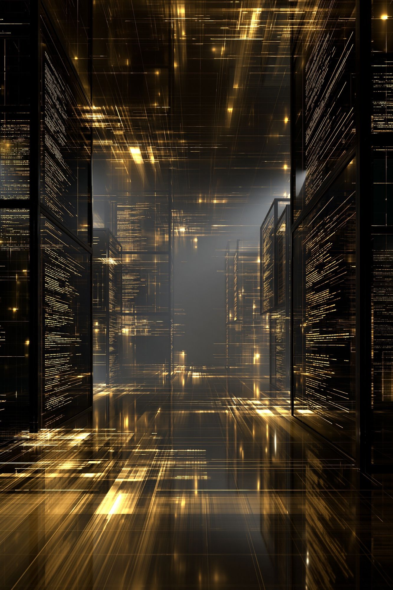 Golden Futuristic Corridor Poster. poster — illustration art