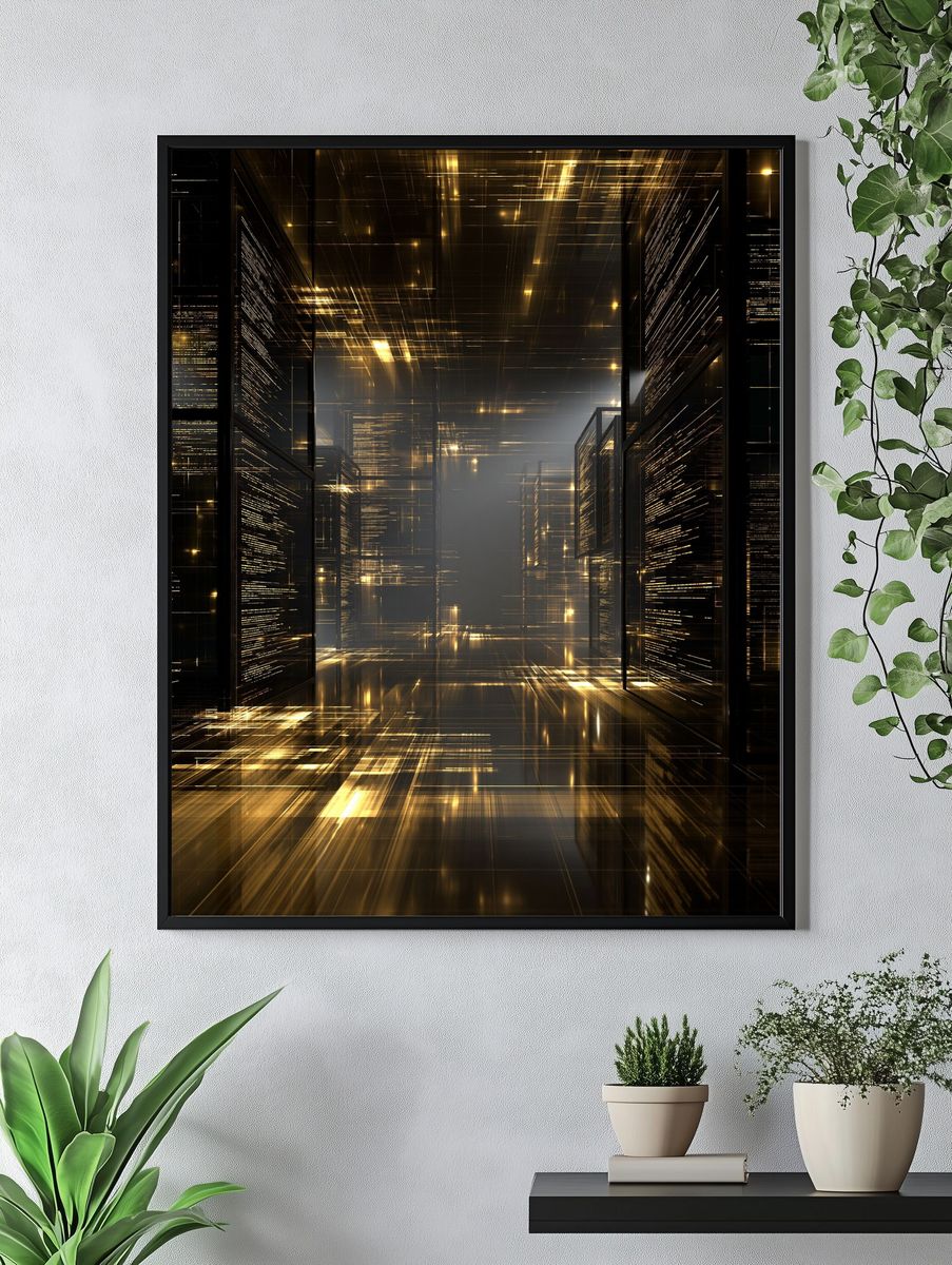 Golden Futuristic Corridor Poster. — room view 4