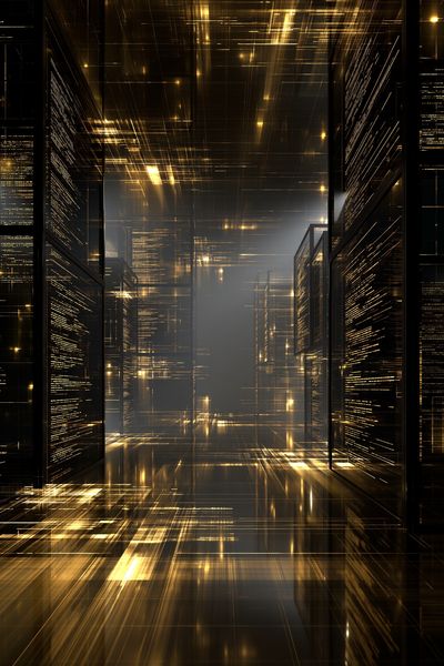 Golden Futuristic Corridor Poster. poster