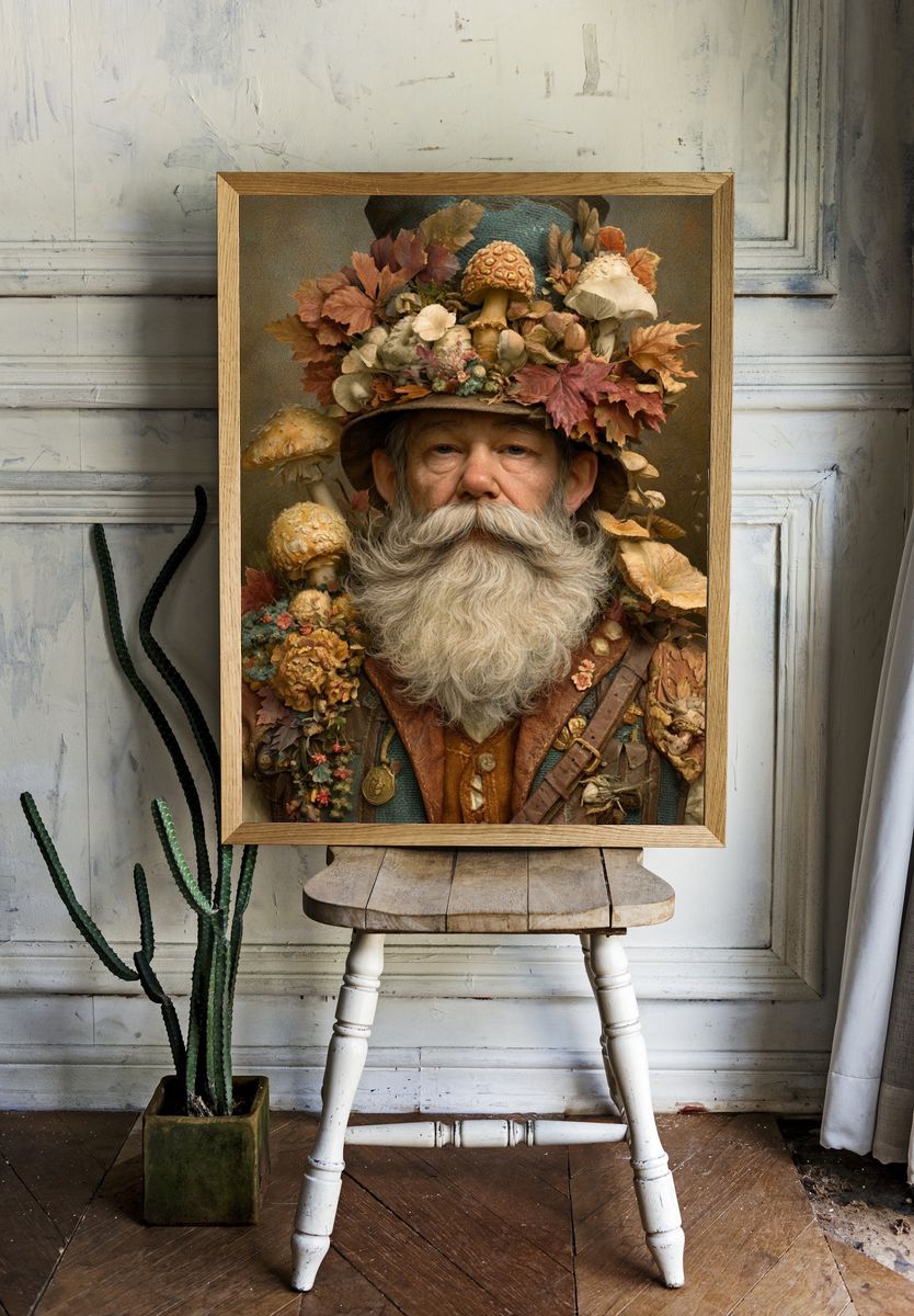 Autumn Forest Gnome Portrait Poster. room preview