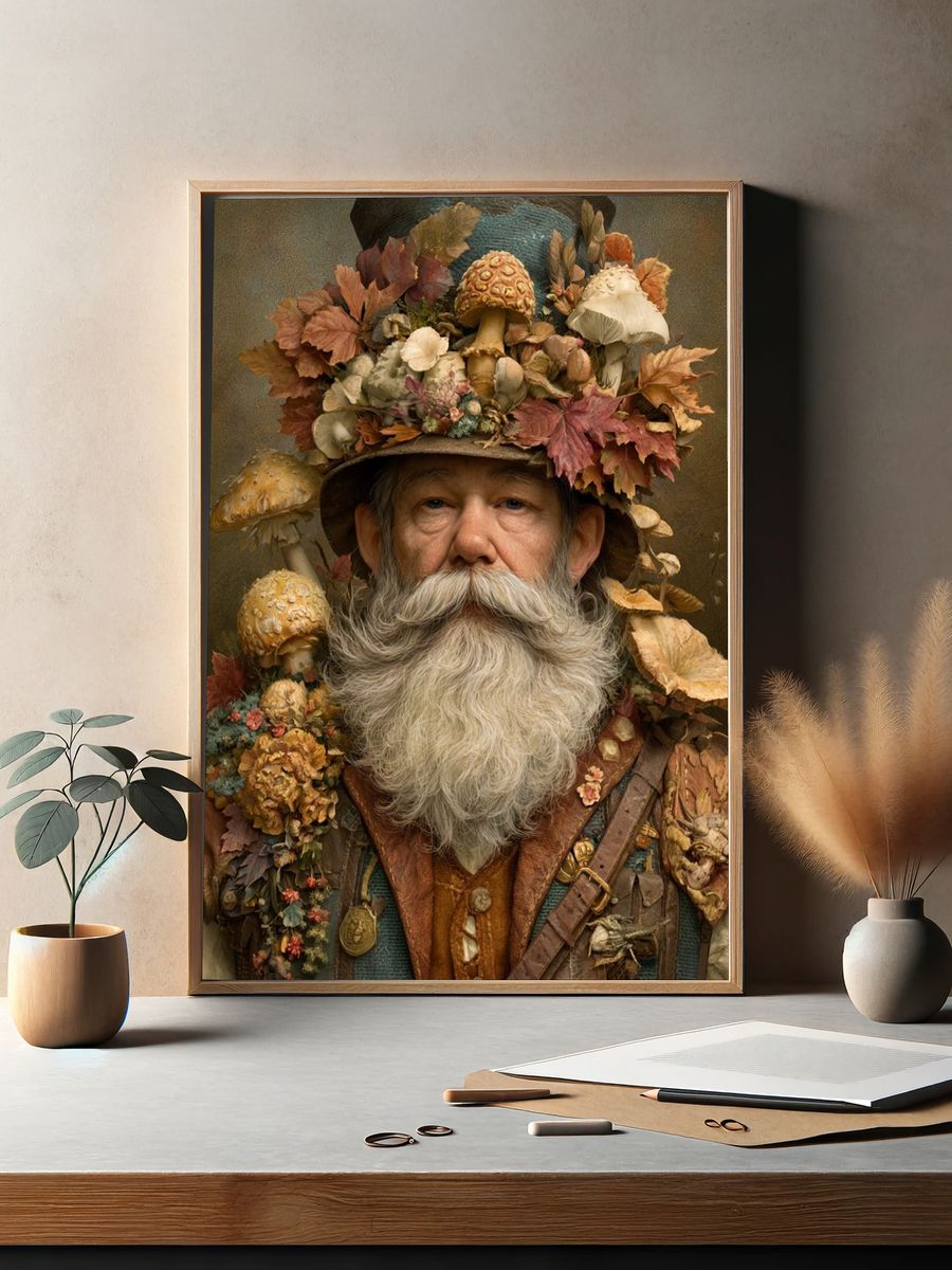 Autumn Forest Gnome Portrait Poster. — room view 2