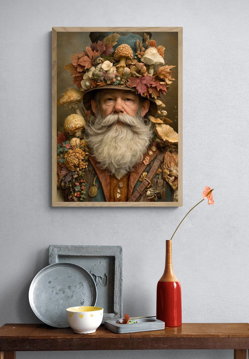 Autumn Forest Gnome Portrait Poster. — room view 3