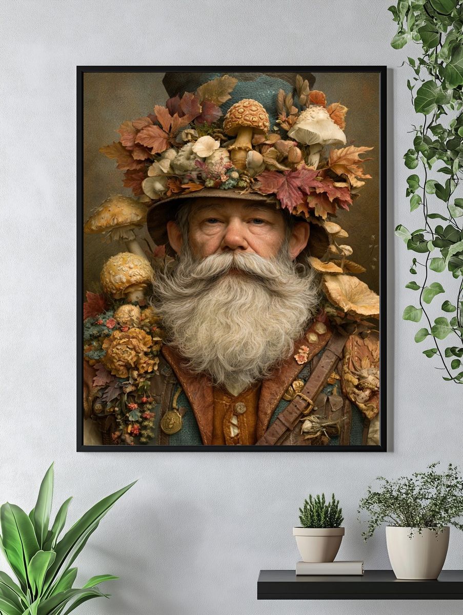 Autumn Forest Gnome Portrait Poster. — room view 4