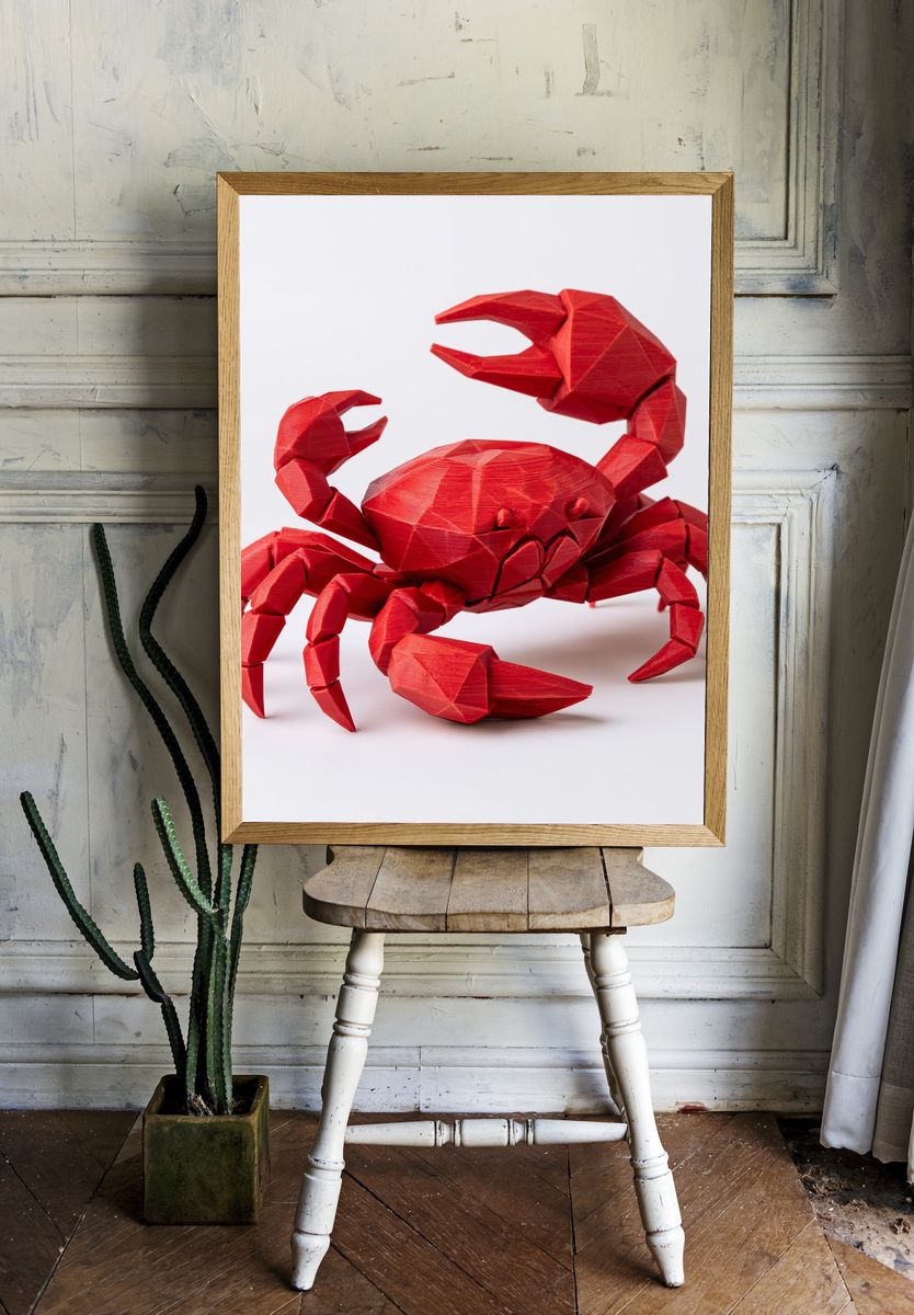 Red Crab 3D Illustration Poster. — room view 1