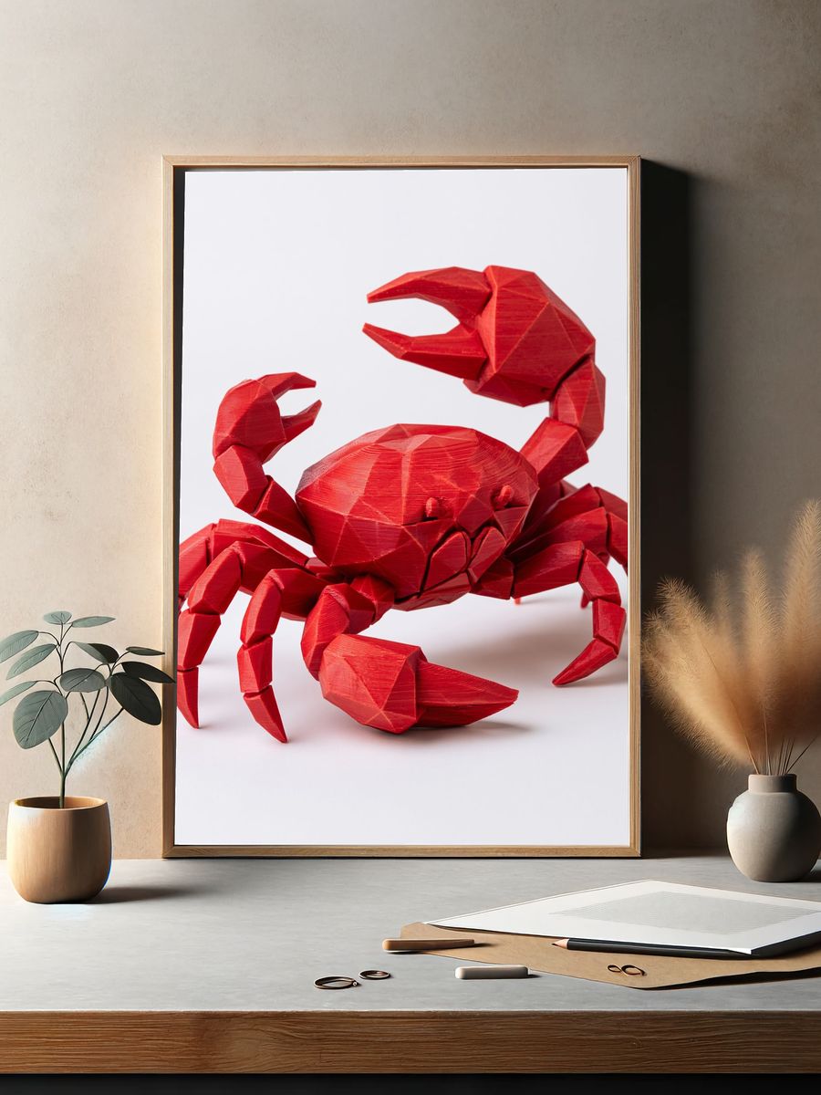 Red Crab 3D Illustration Poster. — room view 2