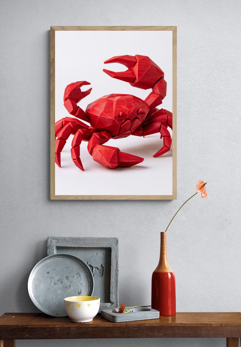 Red Crab 3D Illustration Poster. — room view 3