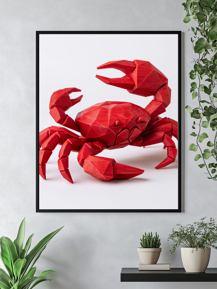 Red Crab 3D Illustration Poster. — room view 4