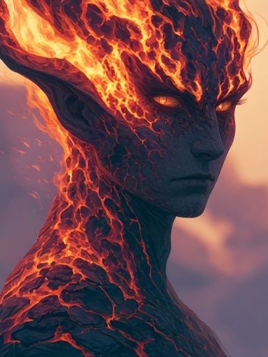 Lava Alien Portrait Print. poster — illustration art