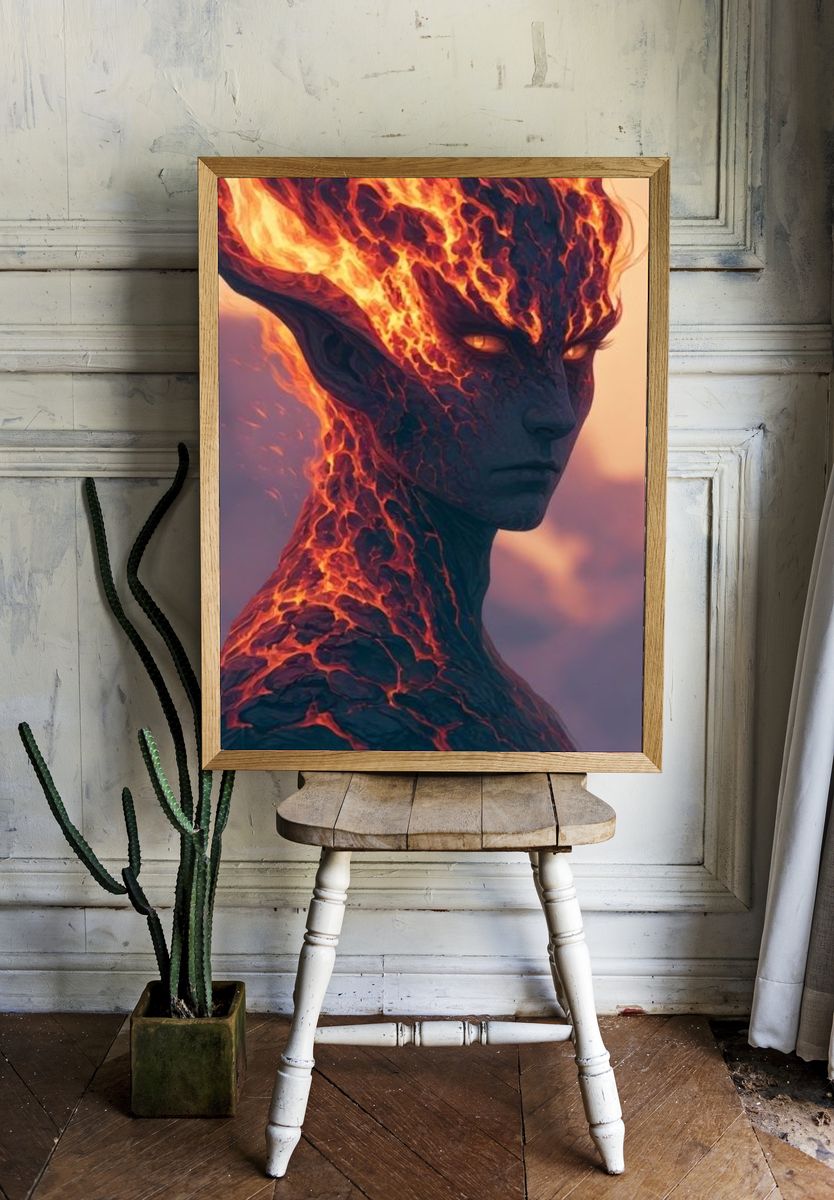 Lava Alien Portrait Print. — room view 1