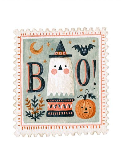 Halloween Boo Watercolor Poster. poster