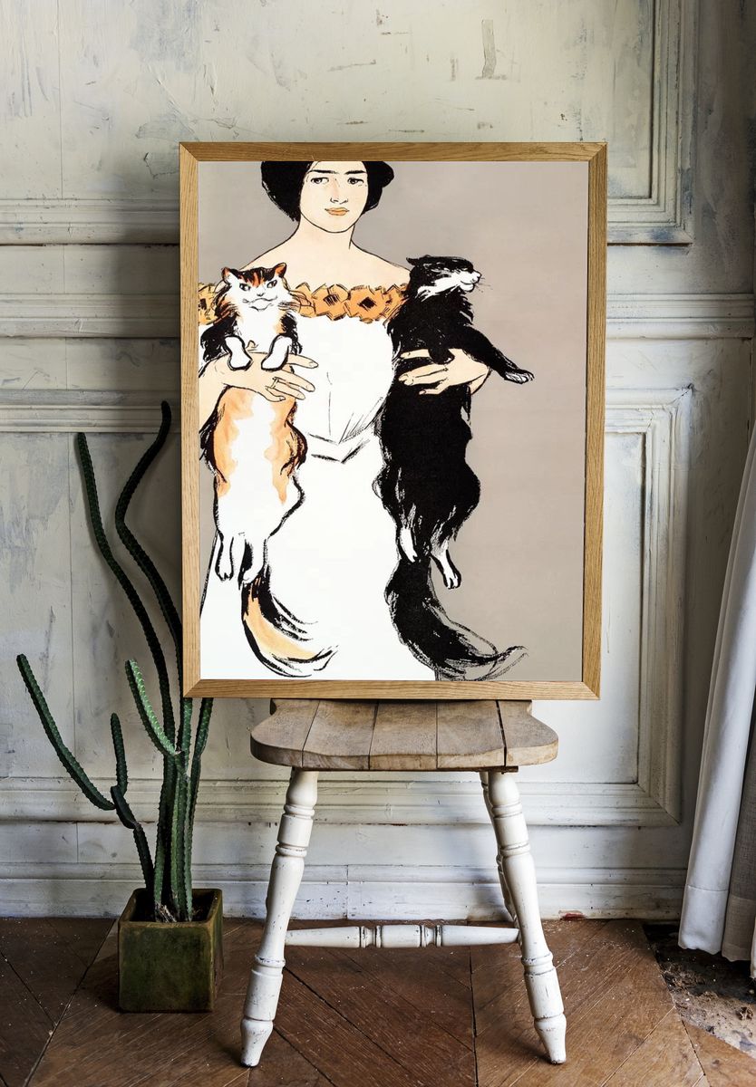 Woman holding cats (1897) print. room preview