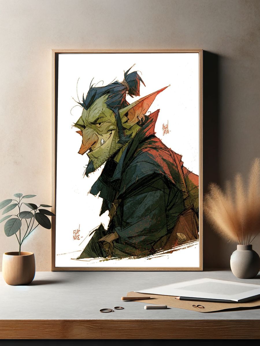 Goblin Portrait Illustration Poster. — room view 2
