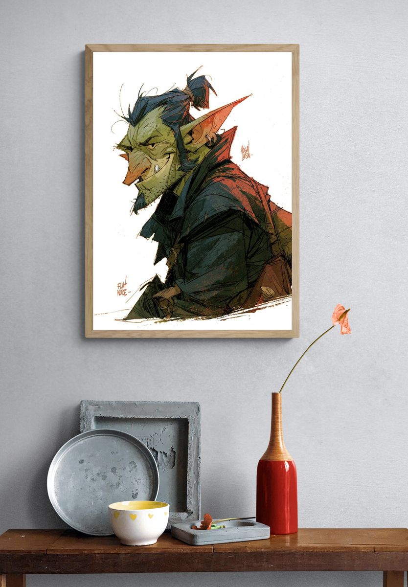 Goblin Portrait Illustration Poster. — room view 3