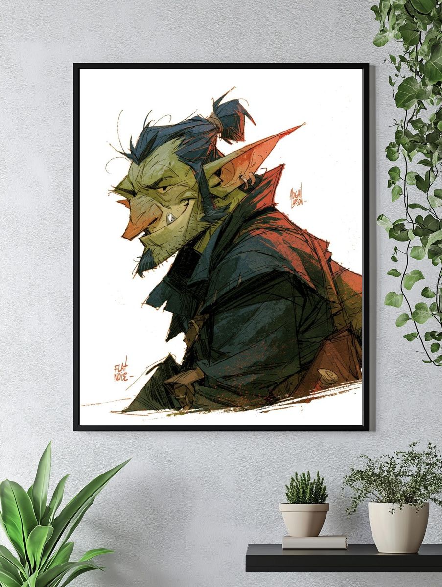 Goblin Portrait Illustration Poster. — room view 4
