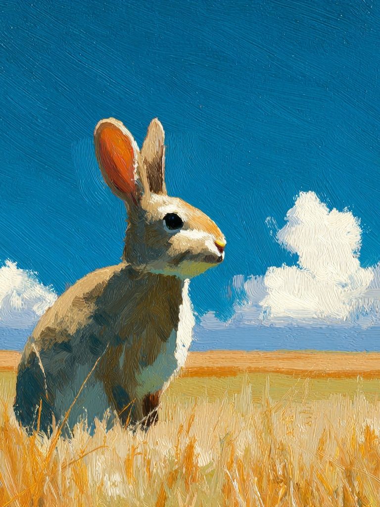 Rabbit in Meadow Illustration Poster. poster — illustration art