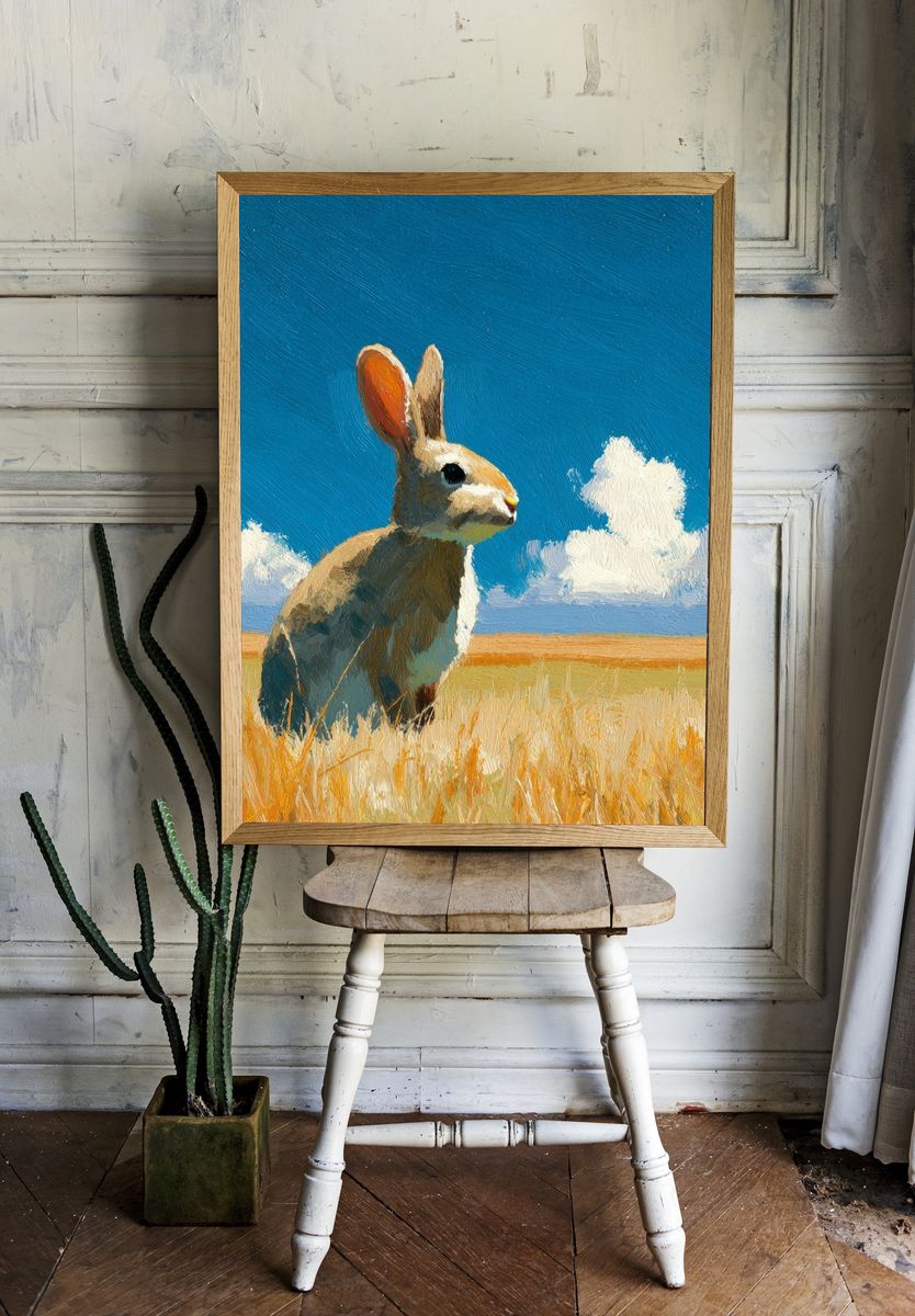 Rabbit in Meadow Illustration Poster room preview